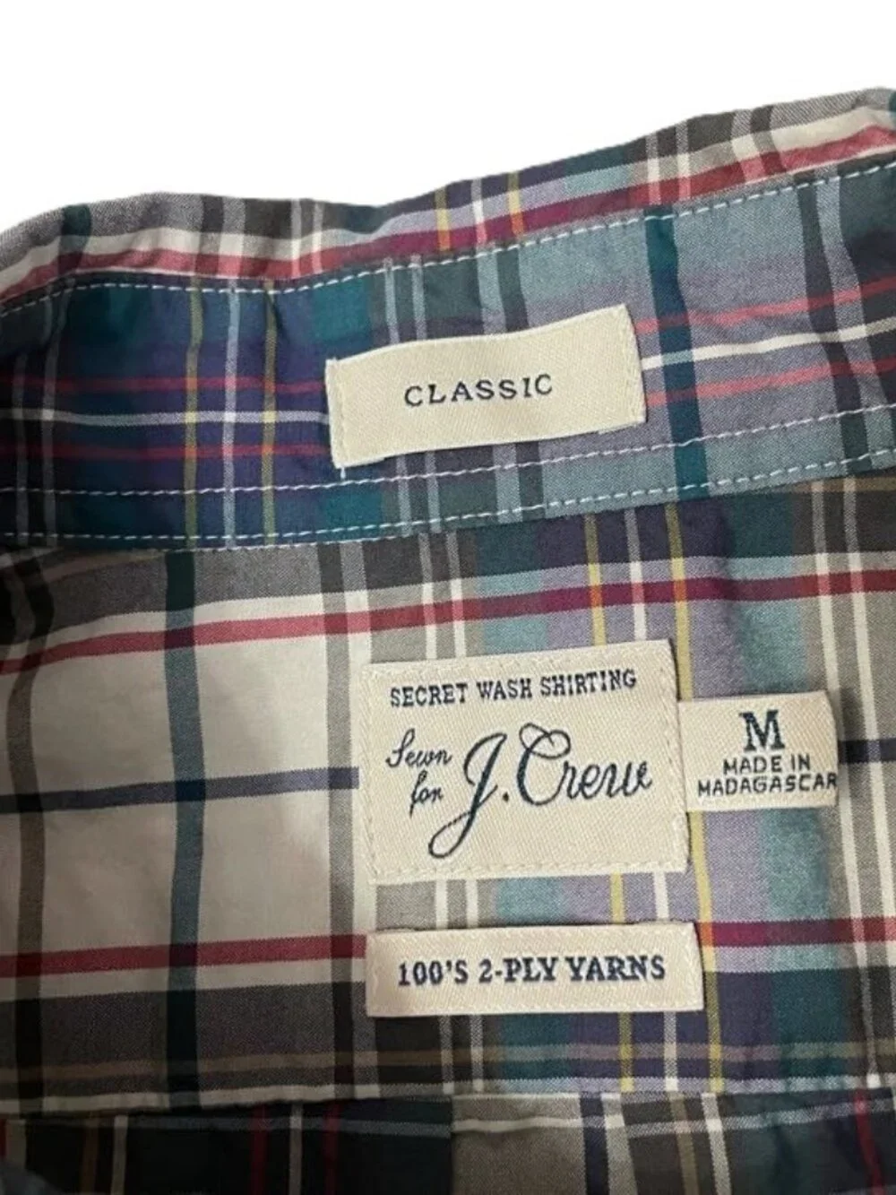 J.Crew Shirt Men's Medium 100% Cotton Plaid Short Sleeve Button Down Classic